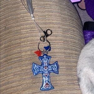 Custom made Blue and Red Cross Keychain